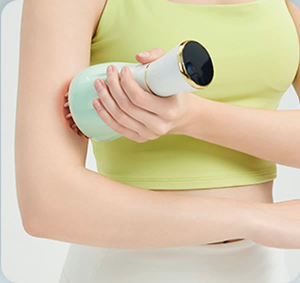 Massager being held against the upper arm