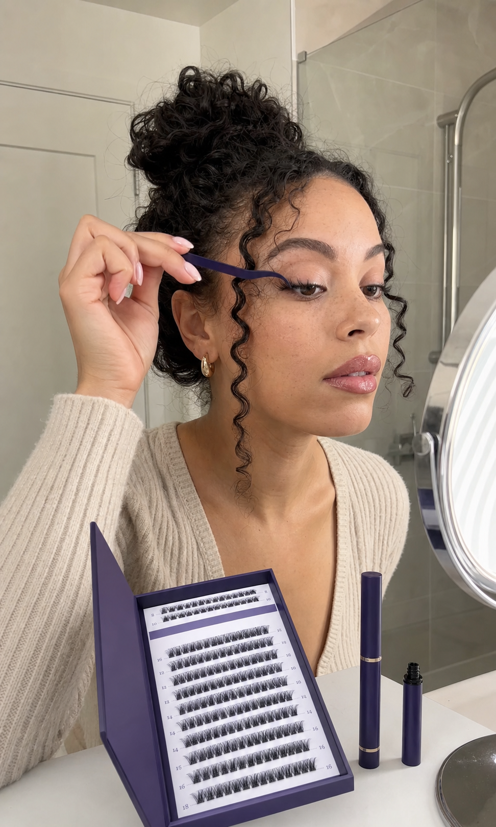 Applying DIY lash clusters at home