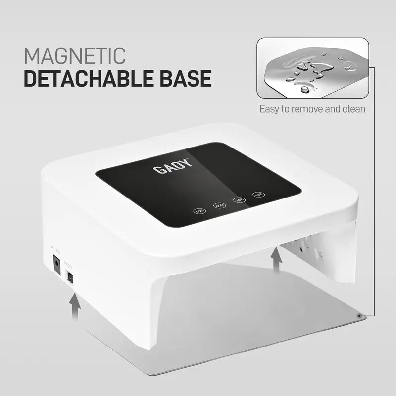 White GAOY nail lamp with the magnetic bottom panel removed